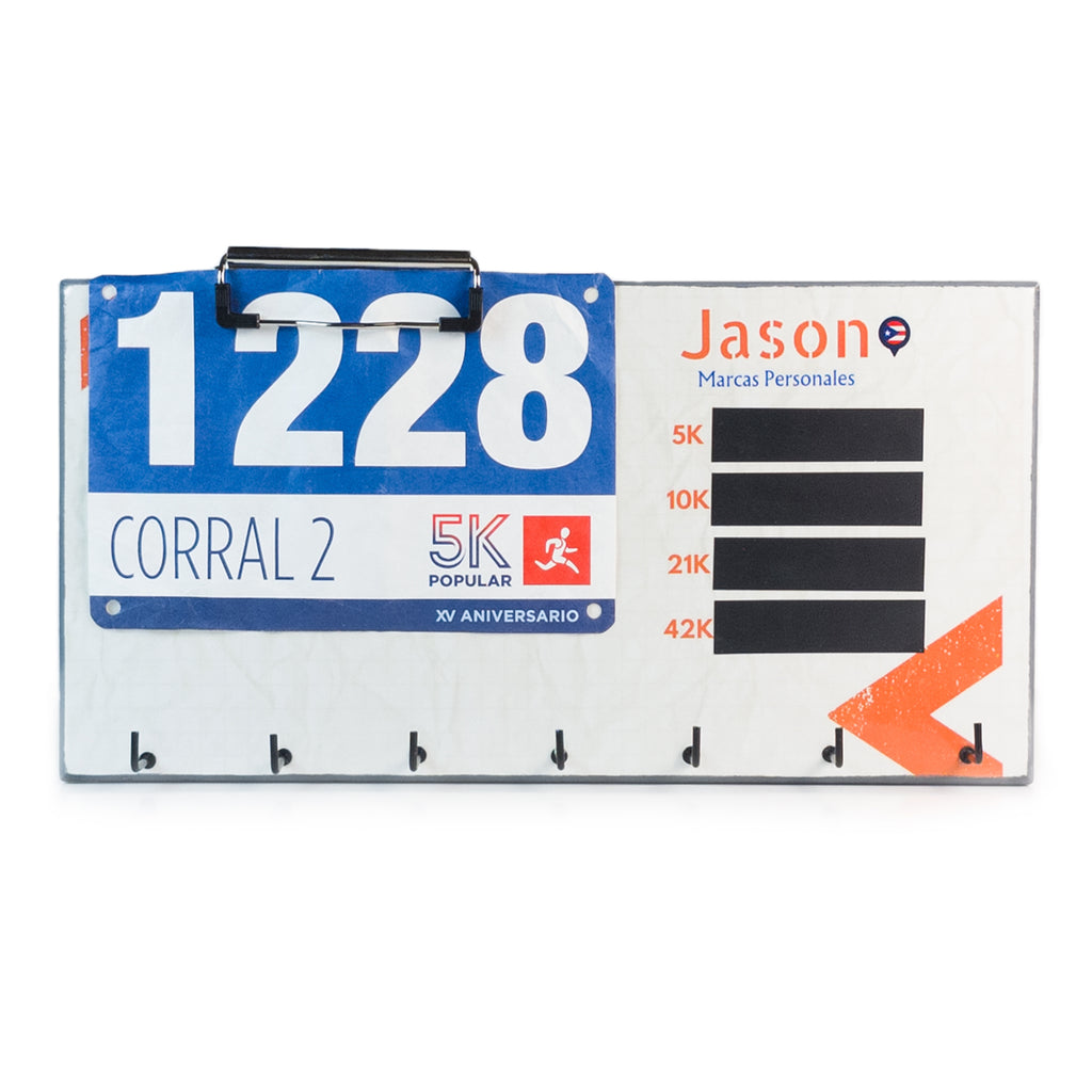 Medallero Personalizado (sostiene Bib Number y Anotador de tus tiempos)
